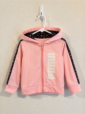 Puma Baby Girls' Pink Floral Accented Track Jacket - Size 6-9 Months